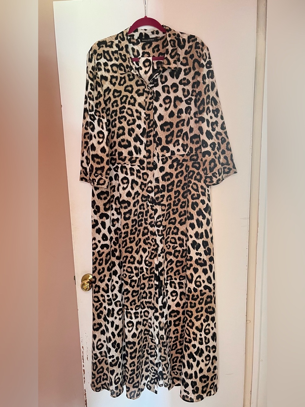 Banana Republic Black and Beige Leopard Print dress